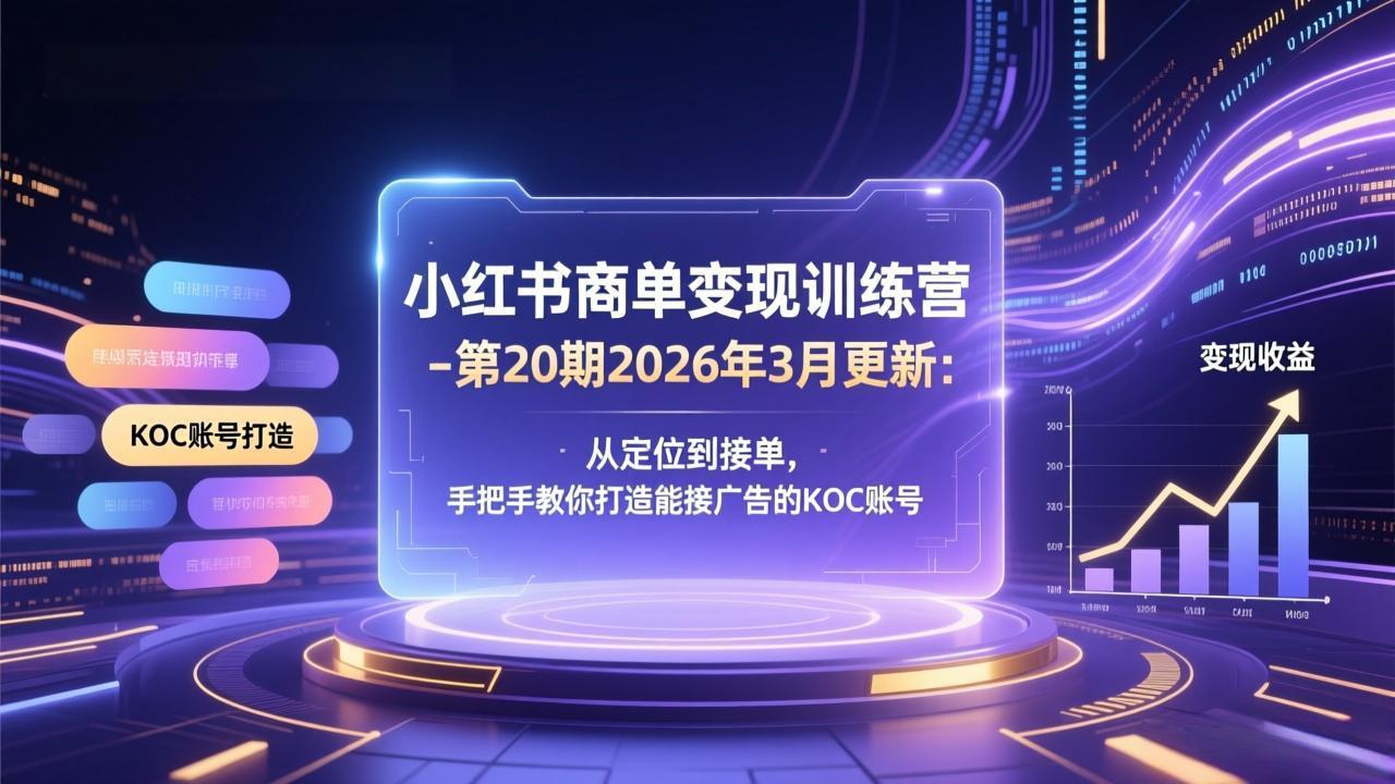 小红书商单变现训练营-第20期26年3月更新：从定位到接单，手把手教你打造能接广告的KOC账号-第九定义
