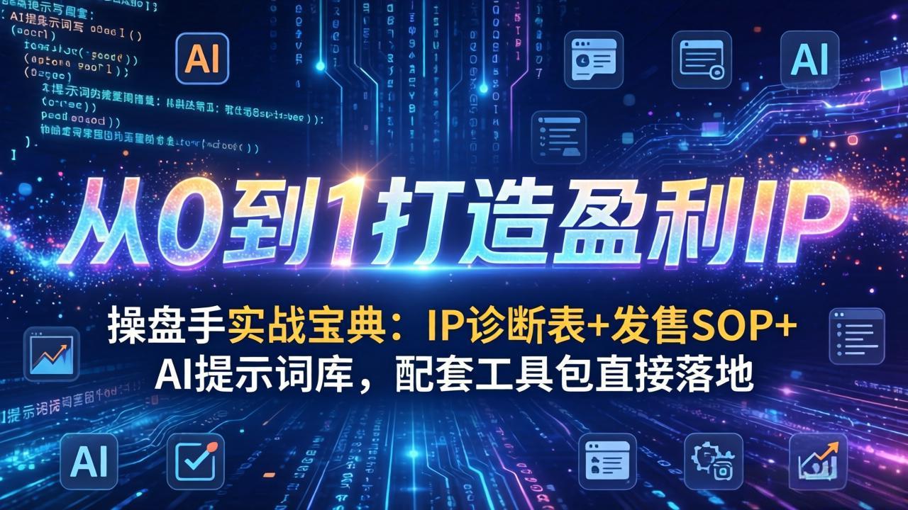 操盘手实战宝典：IP诊断表+发售SOP+AI提示词库，配套工具包直接落地，从0到1打造盈利IP-第九定义
